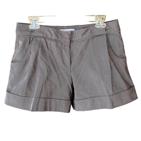 To The Max Pleated Shorts Brown Fine Pinstripe Cotton Blend Pockets 8 Stretch - Picture 1 of 12
